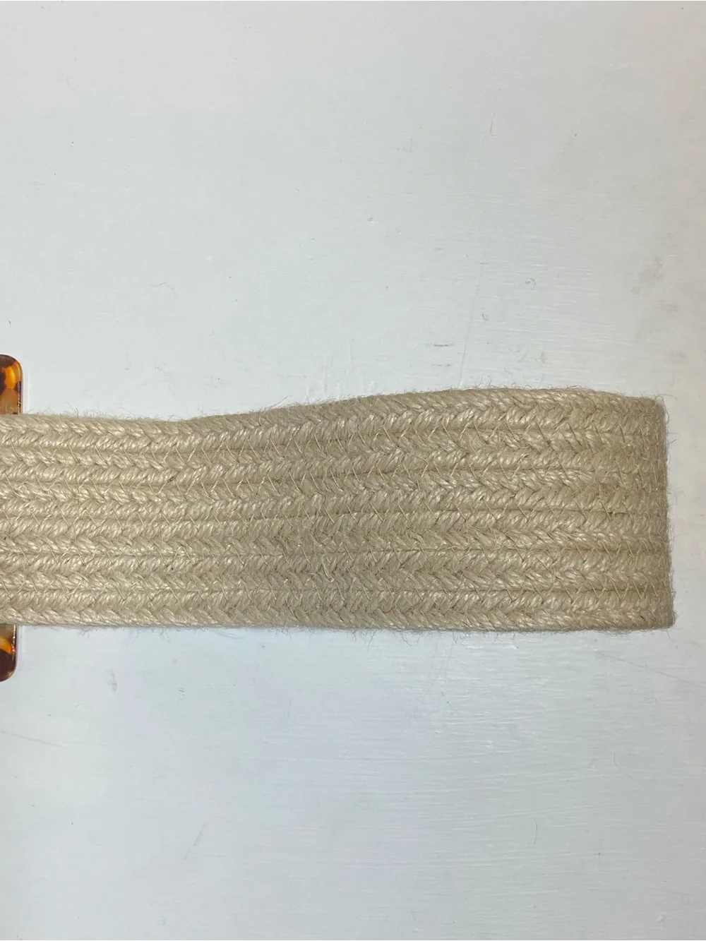 Halston Wide Jute Belt with Tortoise Acrylic Buckle M/L
